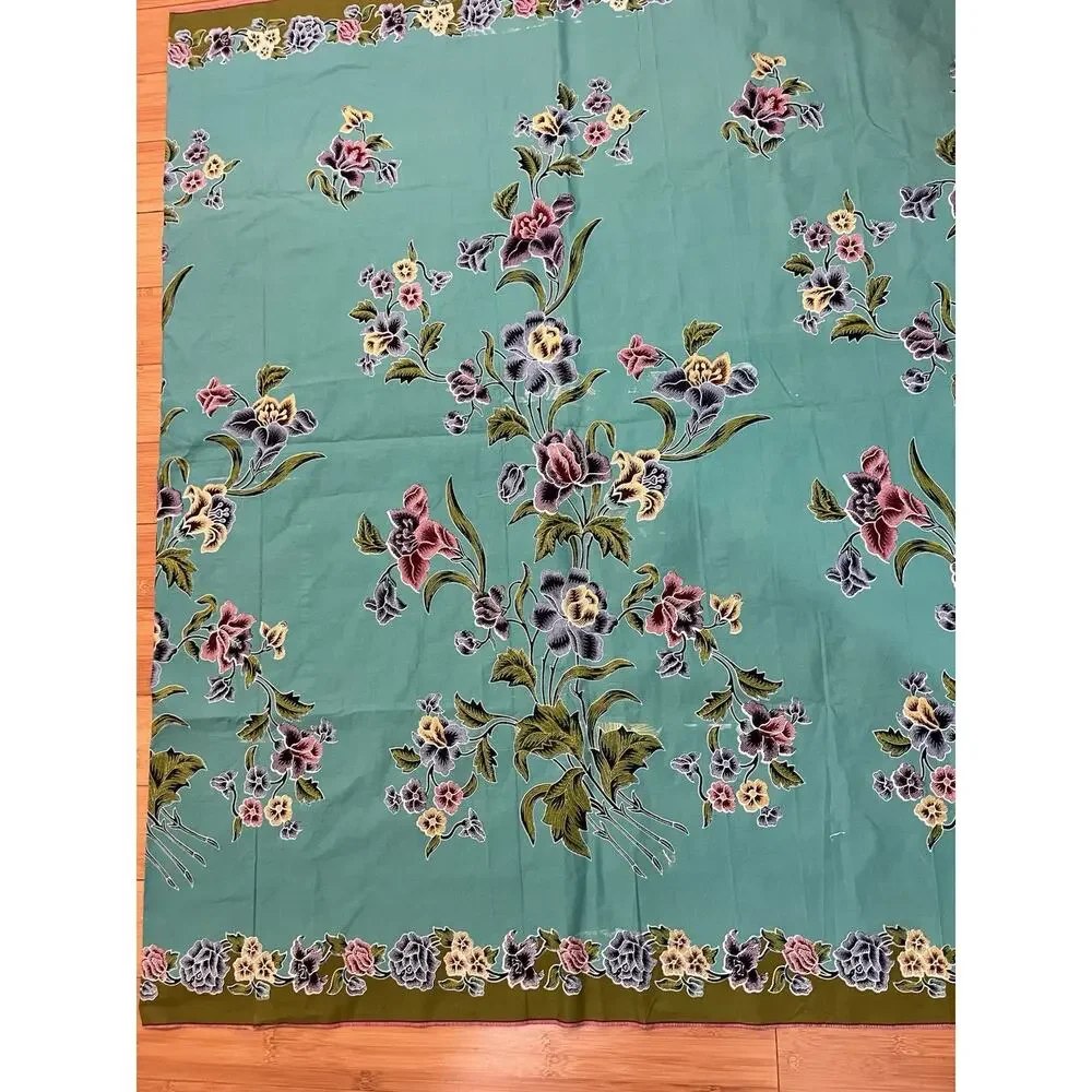 Floral Textiles Tablecloth Runner Cover Retro Motif Batik Art 46 x 37”